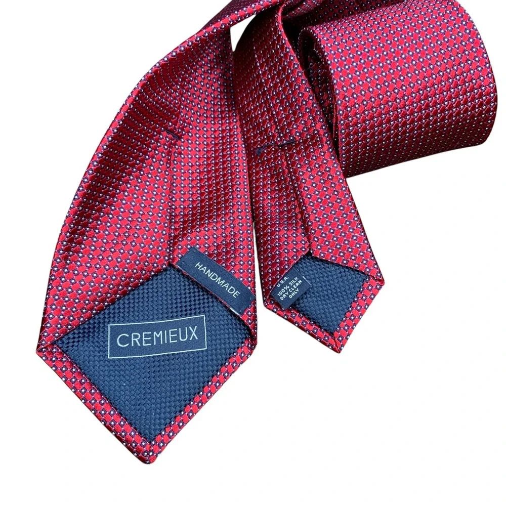 Cremieux red 100%‎ silk handmade tie